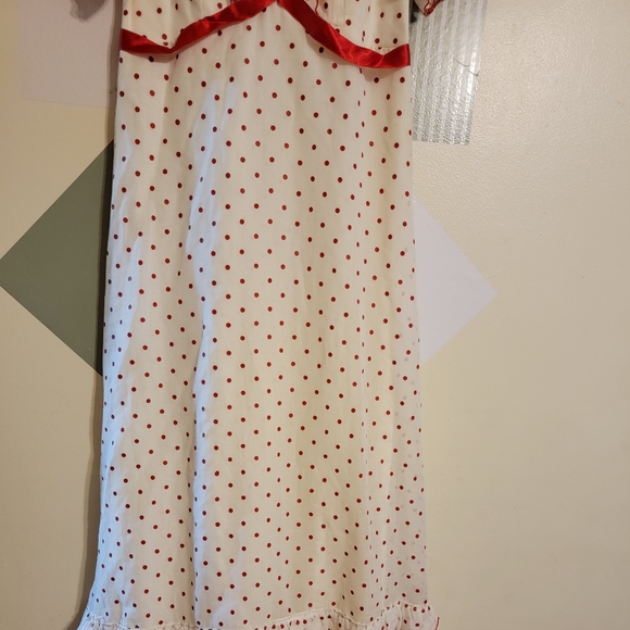 Vintage | Red Polka Dot Ruffle Maxi Dress - Picture 3 of 11